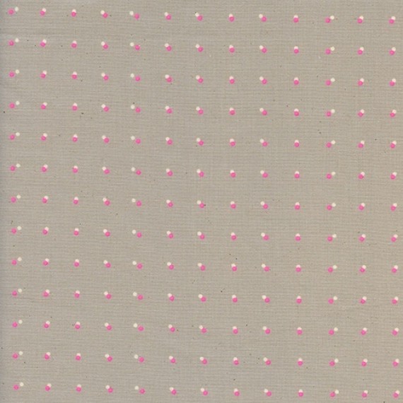 Cotton and Steel - Double dots neon pink - Black and White 