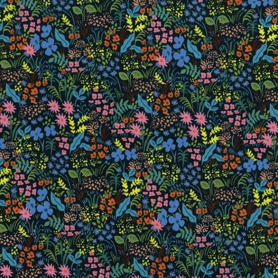 Cotton and Steel - English Garden - Meadow - navy