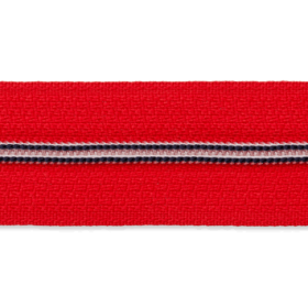 Roter Endlos-Reissverschluss mit navy-weißer Zähnchenraupe