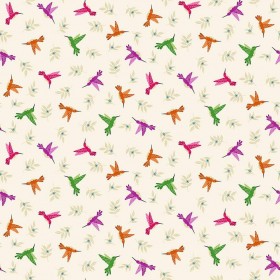 Makower - Jewel Tones - Hummingbirds - white