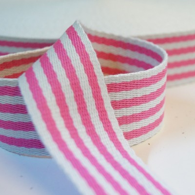Gurtband Baumwolle 38mm breit - pink-weiss