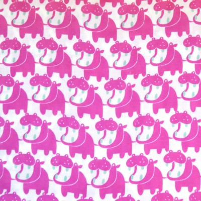 Double Gauze - Nilpferde pink Happy Hippos