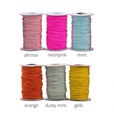 50m Rundgummi / elastische Kordel - 2mm - verschiedene Farben