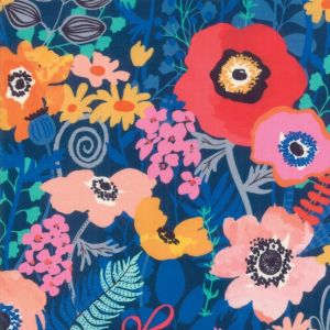 "Flowers" navy - Botanica- Moda Fabrics