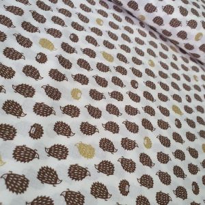 Igel Baumwollstoff von Cosmo Textile aus Japan - dunkelbraun