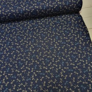 Baumwollstoff - Japanische Libellen - dunkelblau