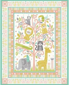 Makower - Baby Safari - Panel - pink