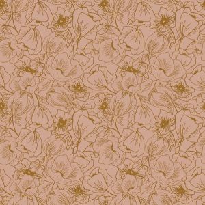 Cotton and Steel - Wallflower - Anemones - mauve