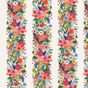 Reststück 37cmx112cm -Cotton and Steel - Rifle Paper Co. - Wildwood - Floral Vines - weiss