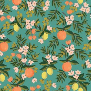 Cotton and Steel - Primavera - Citrus Floral - teal