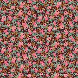 Cotton and Steel - Garden Party - Rosa Minis - burgundy metallic